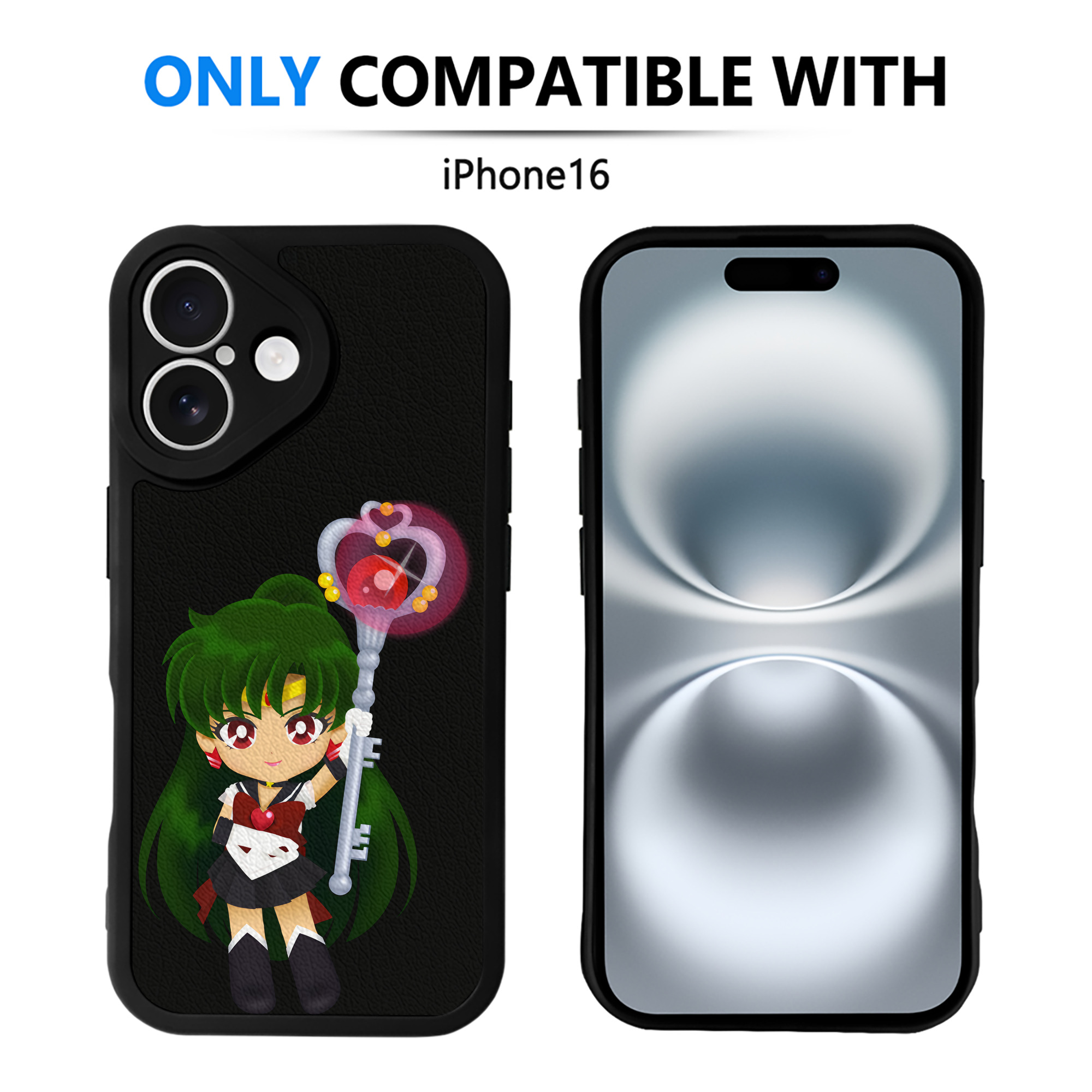 （画像用） 美少女戦士セーラームーン 冥王せつな Sailor Moon Meiou Setsuna 【iPhone 16シリーズ対応】シリコンスマホケース（レザー調） 材質：シリコン